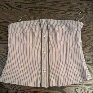 Pink and Brown Pinstripe Top
